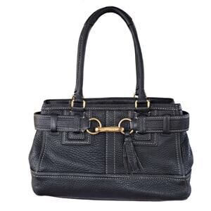 COACH Vintage Hampton Bag Black Pebbled Leather Shoulder Satchel Tote Carryall